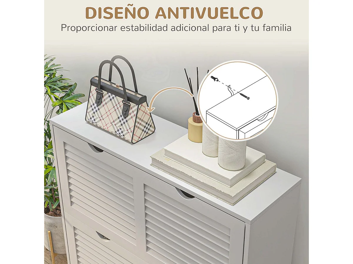 Zapatero Milú Homcom 2 cajones abatibles blanco 83x81,5x25 cm