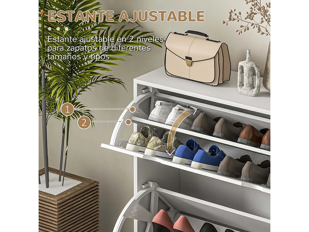 Zapatero Milú Homcom 2 cajones abatibles blanco 83x81,5x25 cm