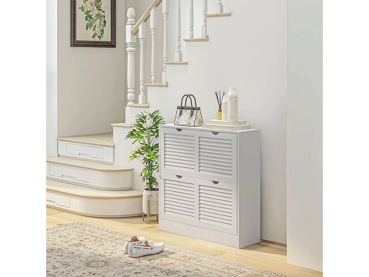 Zapatero Milú Homcom 2 cajones abatibles blanco 83x81,5x25 cm