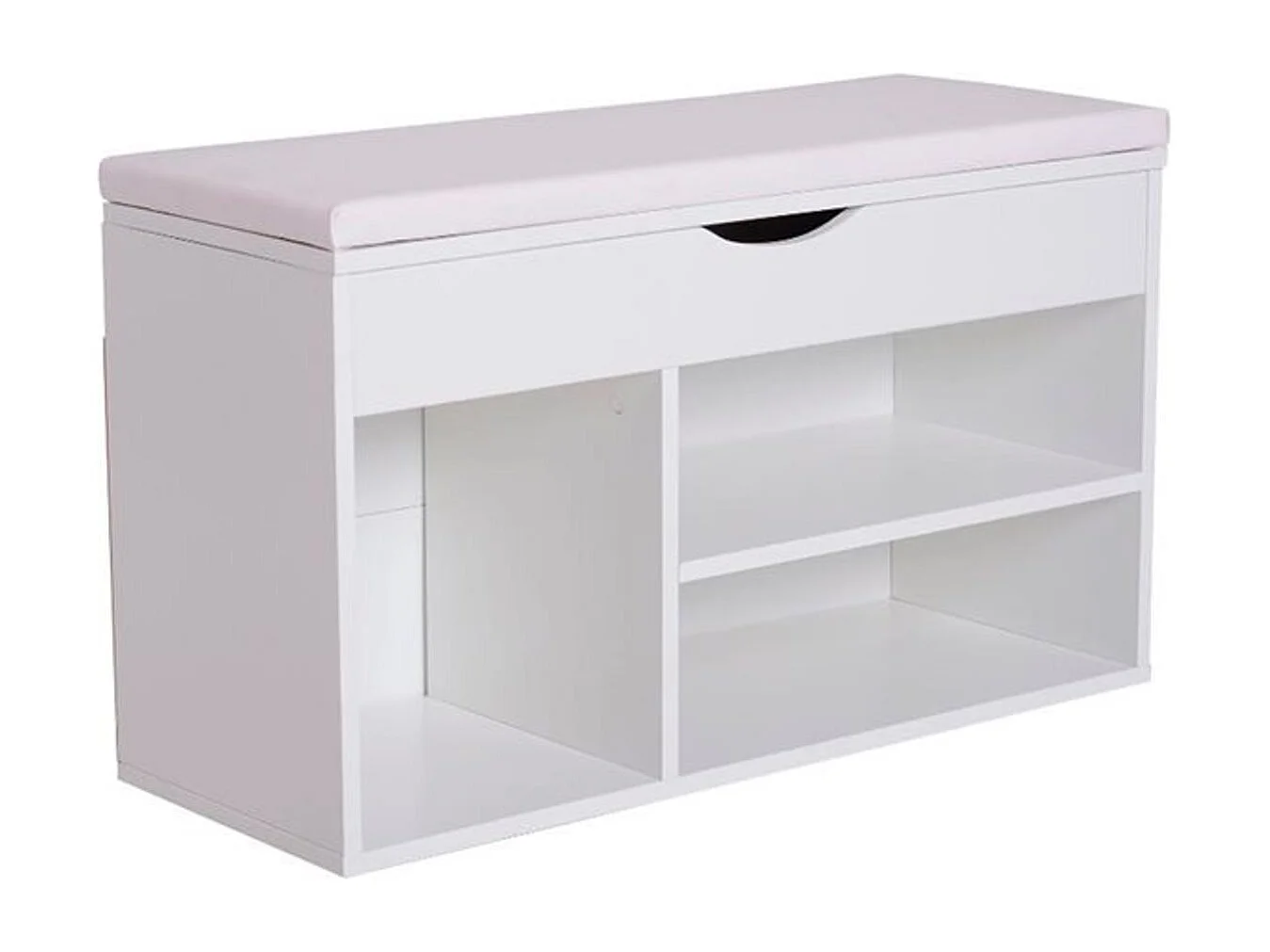 Banco zapatero 3 estantes madera blanco 47x80x30 cm