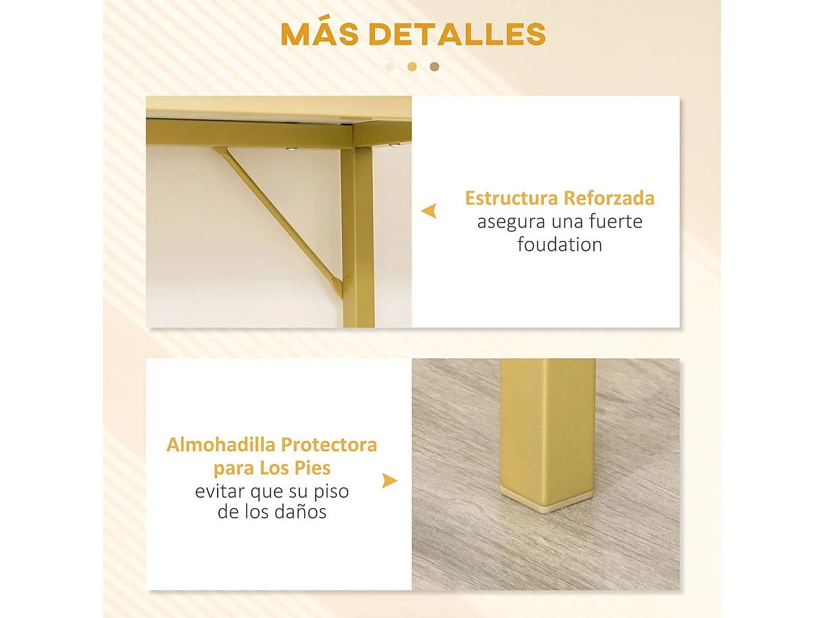Mueble recibidor Caps Homcom cajón + estante abierto blanco/dorado 80,5x80x30 cm