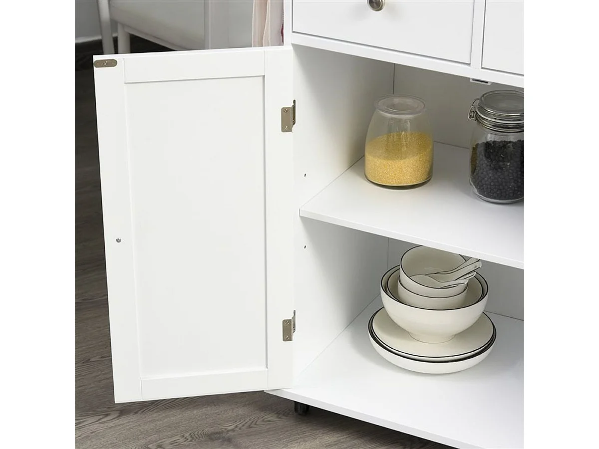 Carro auxiliar de cocina Homcom con estantes laterales+ruedas blanco/natural 89,5x89x45 cm