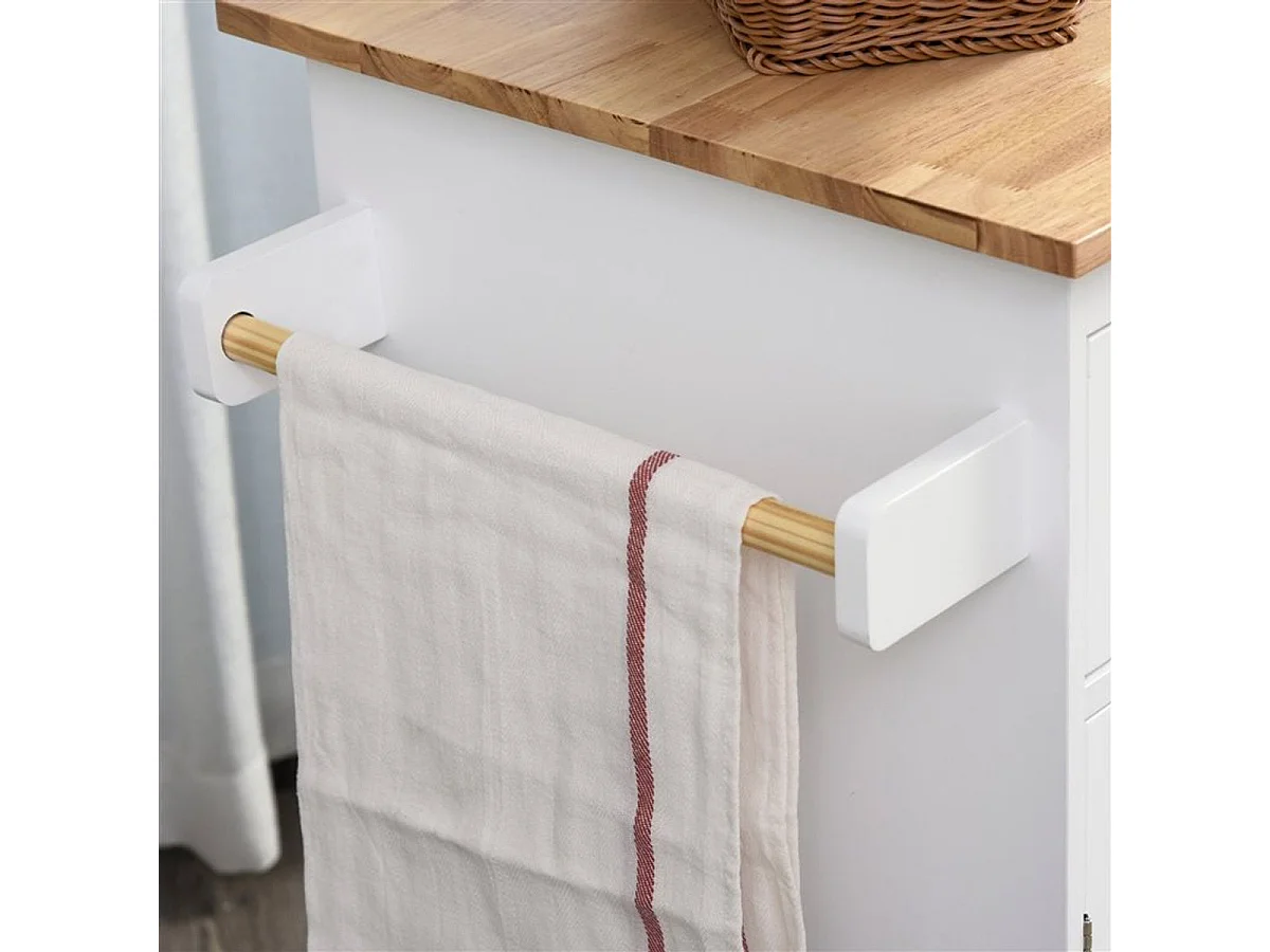 Carro auxiliar de cocina Homcom con estantes laterales+ruedas blanco/natural 89,5x89x45 cm