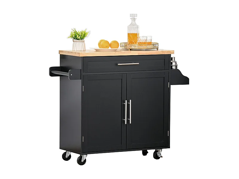 Carrito auxiliar Tea Homcom con ruedas negro 89x109x40 cm