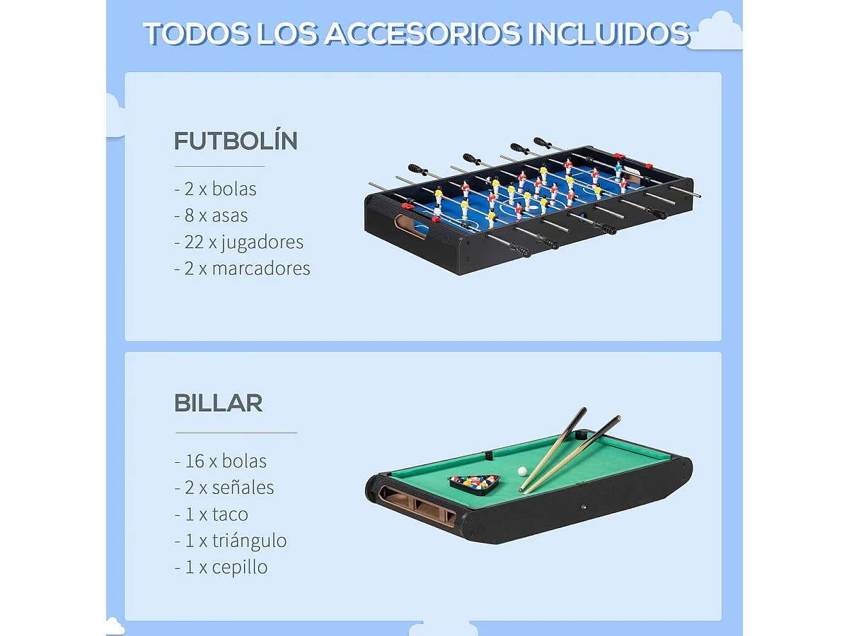 Mesa multijuegos infantil Homcom 6 en 1 +7 años negro 79x120x88 cm