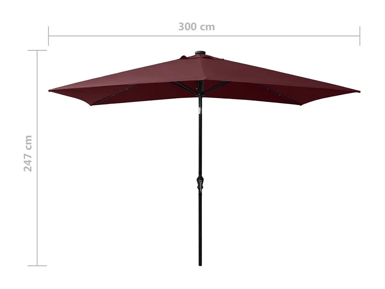 Sombrilla Boar con 18 luces LED inclinación regulable rojo 247x200x300 cm