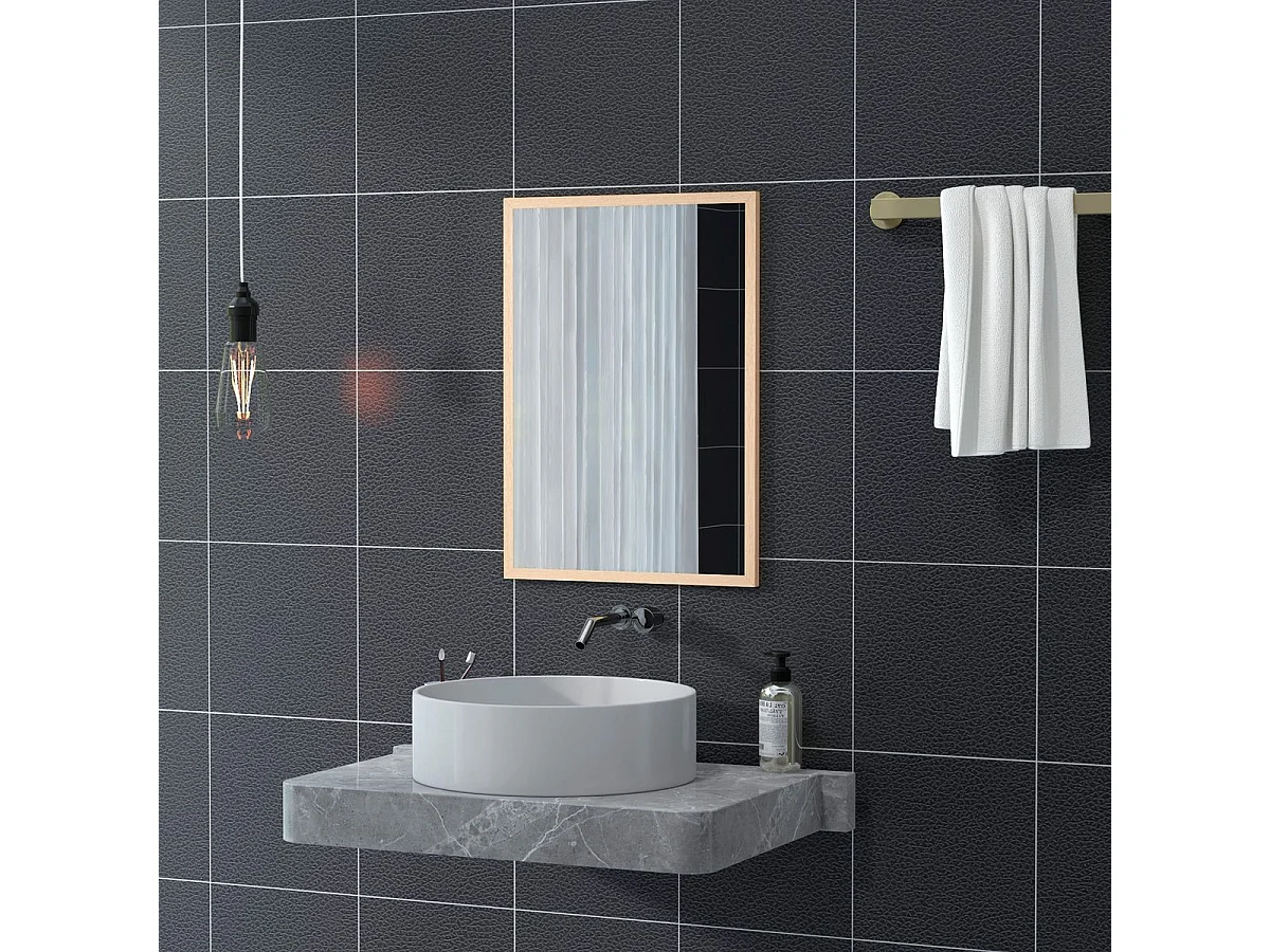 Espejo de pared Malva Homcom con marco natural 70x50x2 cm