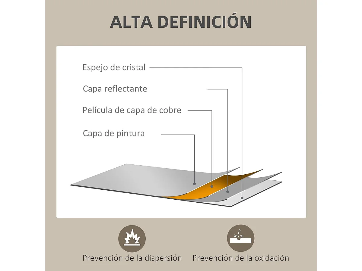 Espejo de pared Malva Homcom con marco natural 70x50x2 cm