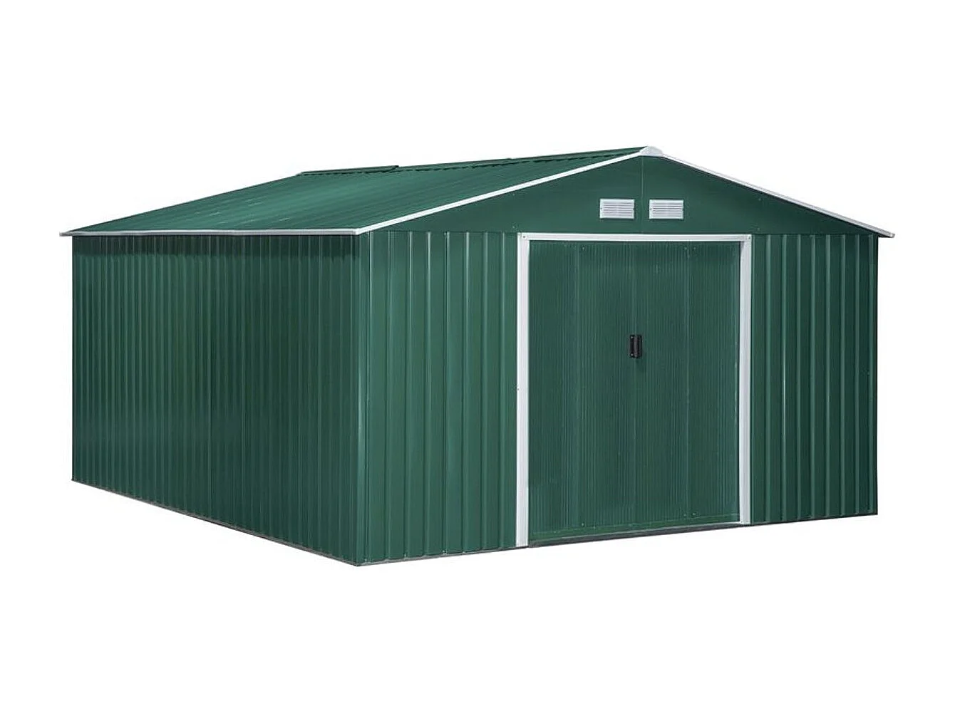 Cobertizo de jardín Outsunny puertas correderas verde 200x340x386 cm