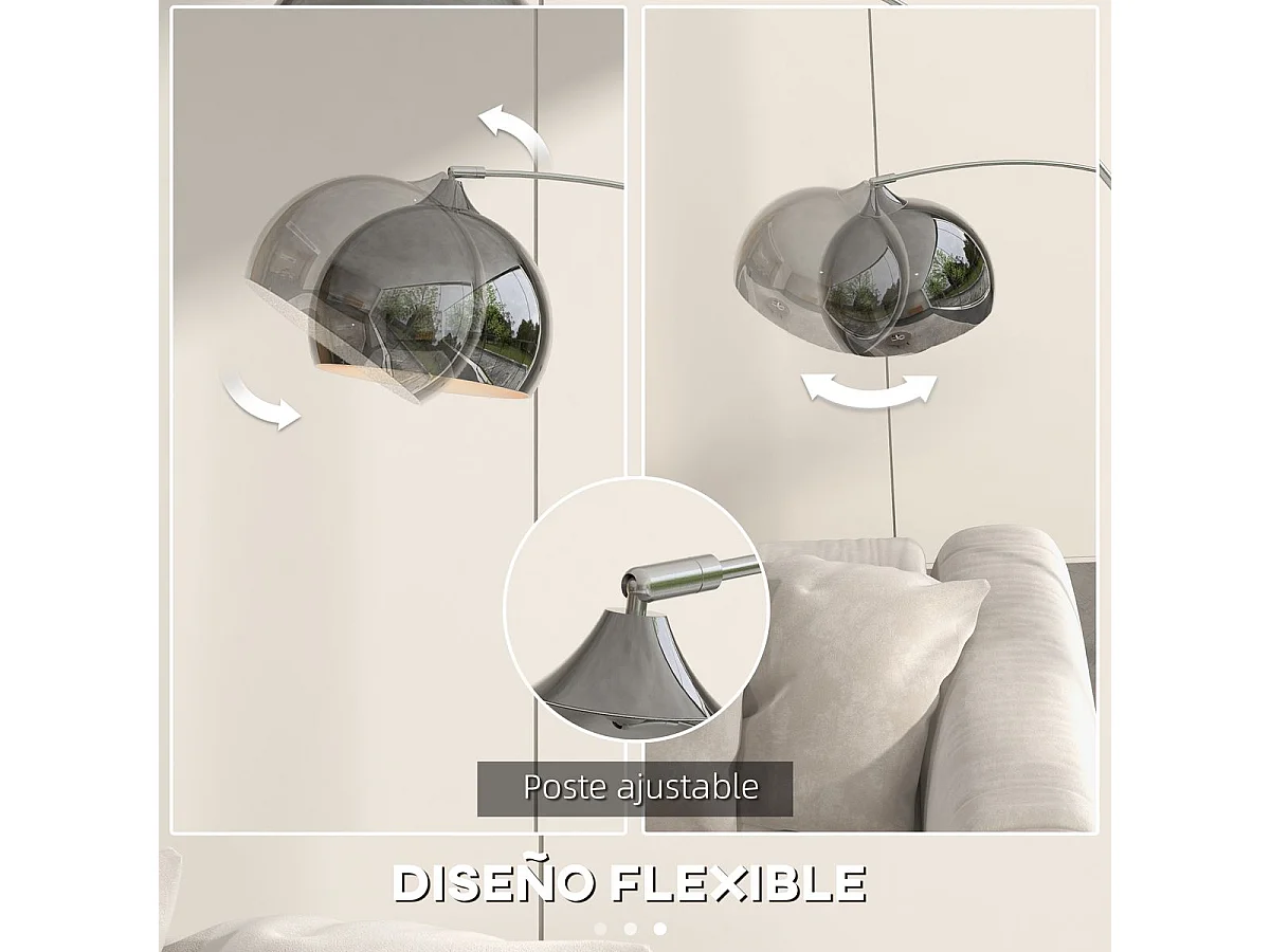 Lámpara de pie Modde Homcom 40W poste ajustable negro/plata 170-180x110-115x30 cm