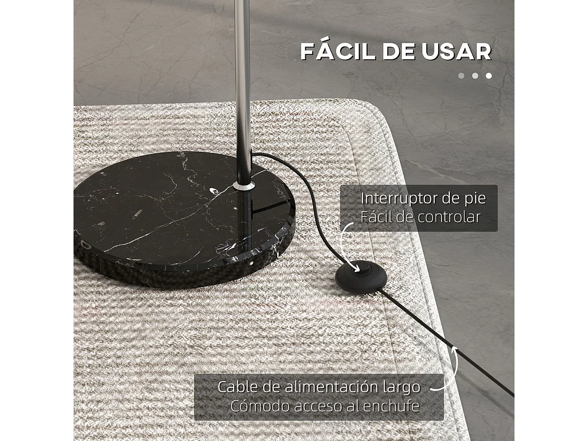 Lámpara de pie Modde Homcom 40W poste ajustable negro/plata 170-180x110-115x30 cm