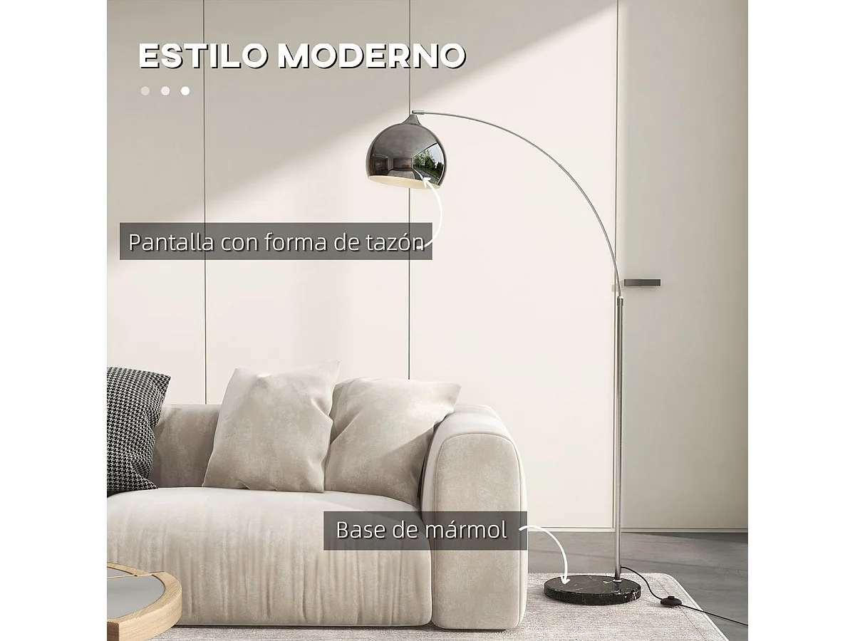 Lámpara de pie Modde Homcom 40W poste ajustable negro/plata 170-180x110-115x30 cm