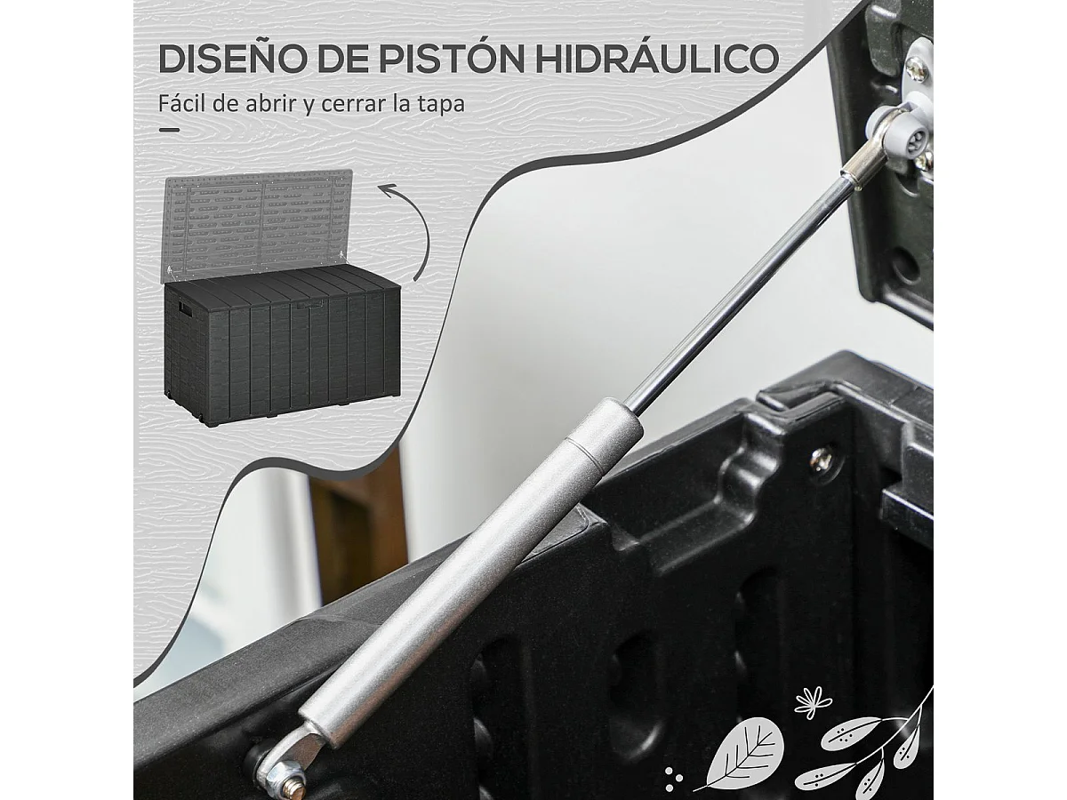 Baúl de almacenaje exterior Outsunny con ruedas negro 64,5x122,4x62 cm