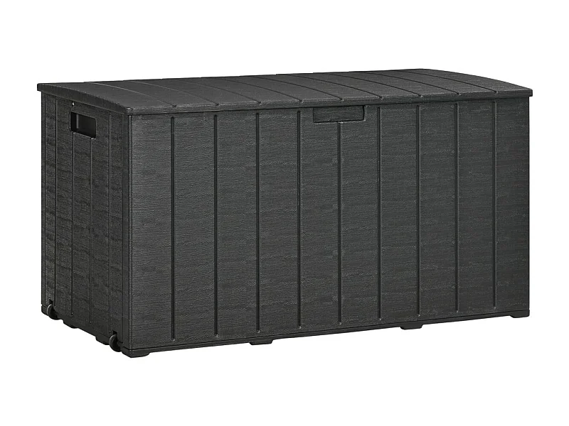 Baúl de almacenaje exterior Outsunny con ruedas negro 64,5x122,4x62 cm