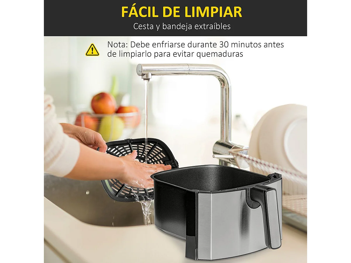 Freidora de aire Crispy Homcom 6,5L 1800W negro