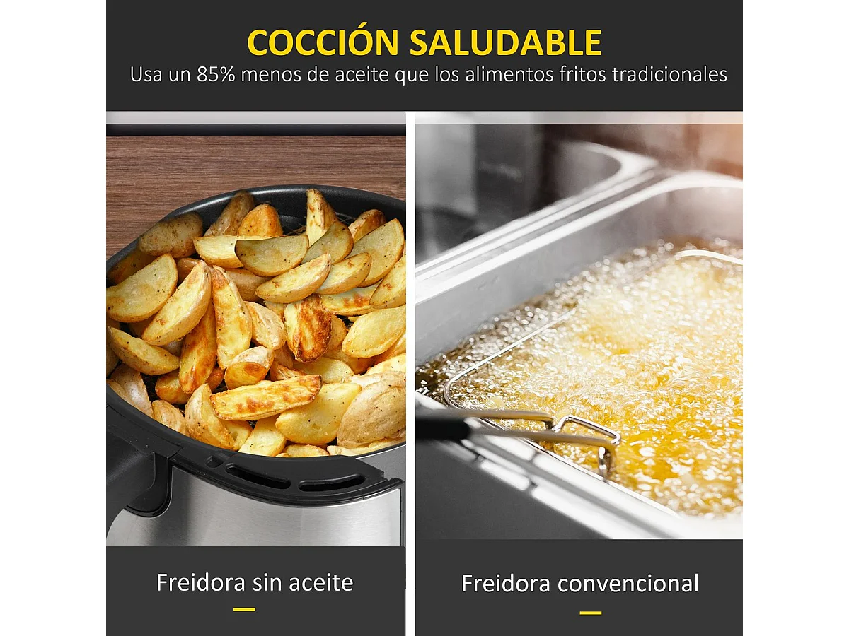 Freidora de aire Crispy Homcom 6,5L 1800W negro