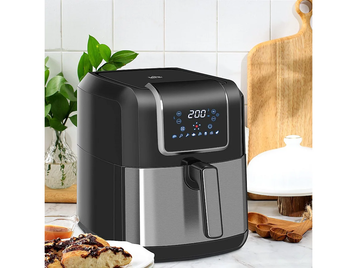 Freidora de aire Crispy Homcom 6,5L 1800W negro