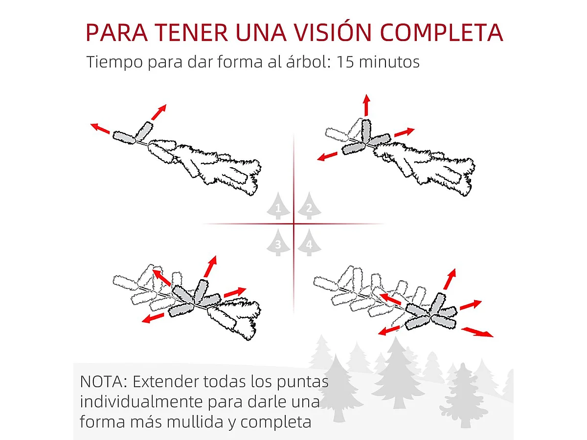 Árbol de Navidad Homcom 329 ramas con 150 luces LED verde 180 cm