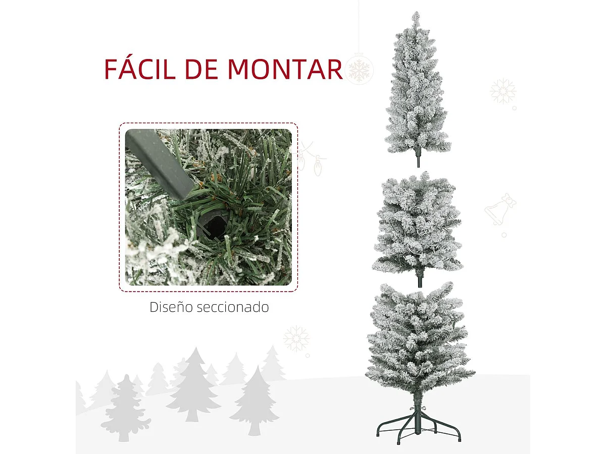 Árbol de Navidad Homcom 329 ramas con 150 luces LED verde 180 cm