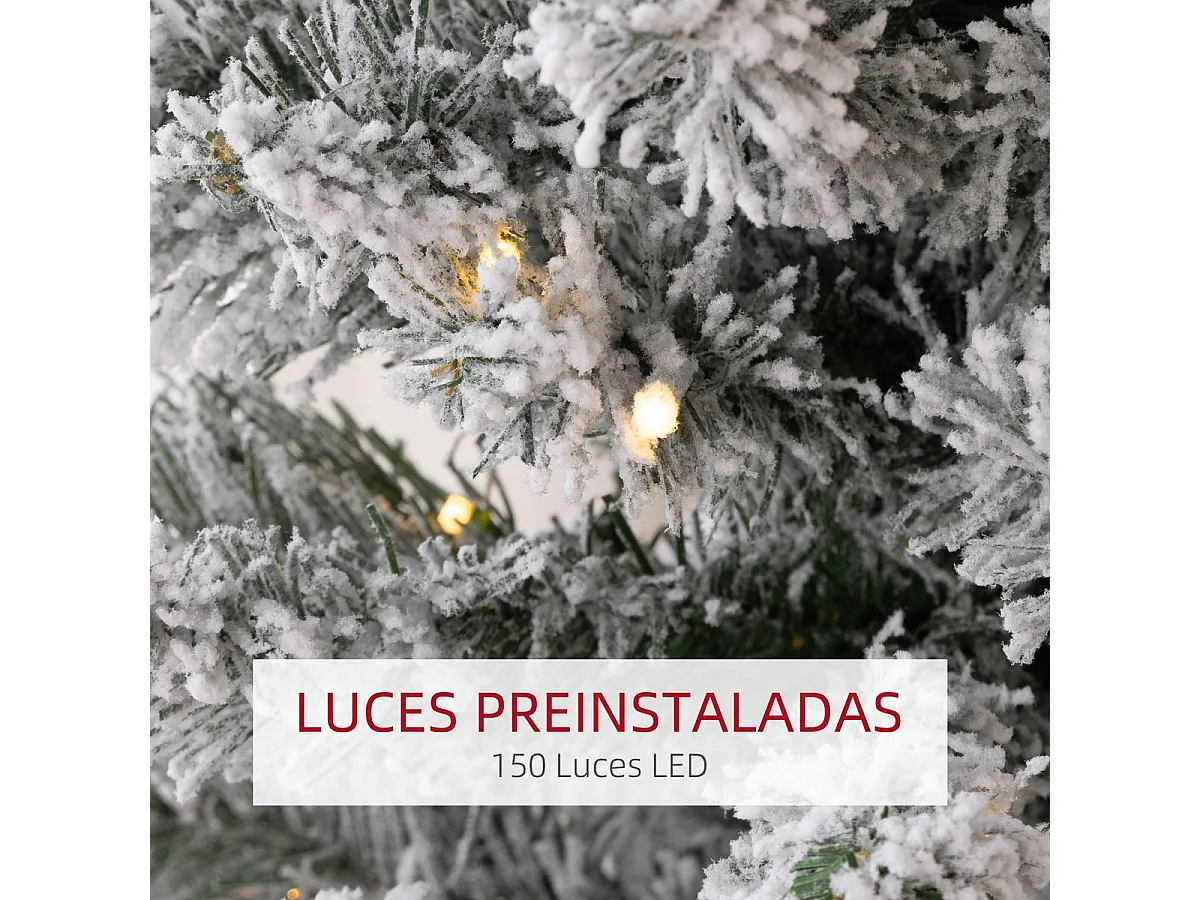 Árbol de Navidad Homcom 329 ramas con 150 luces LED verde 180 cm