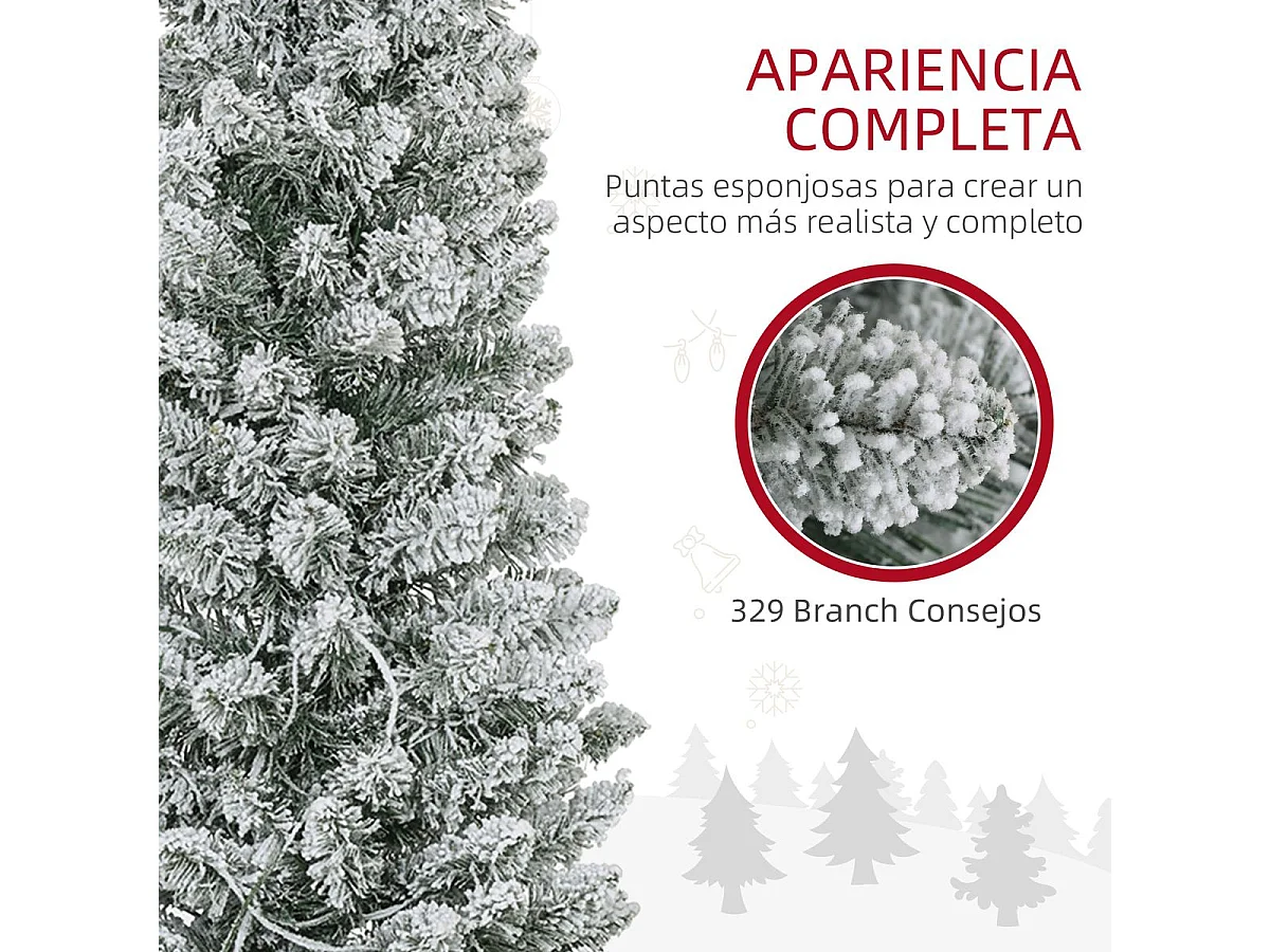 Árbol de Navidad Homcom 329 ramas con 150 luces LED verde 180 cm