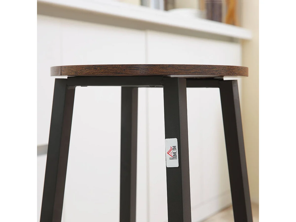 Pack de 2 taburetes altos Homcom Tauro melamina y acero marrón 65x32,5x32,5 cm