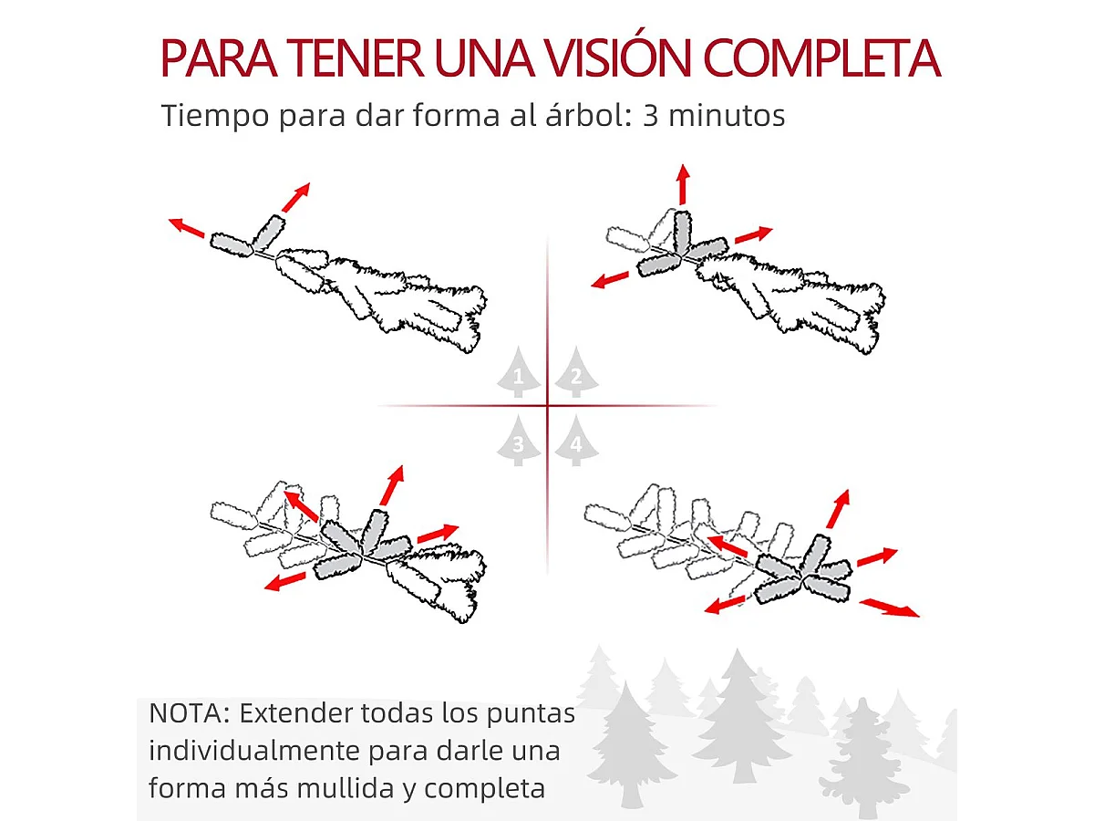 Árbol de Navidad Petit Homcom 43 ramas + 20 luces LED + decoraciones verde 60x43 cm
