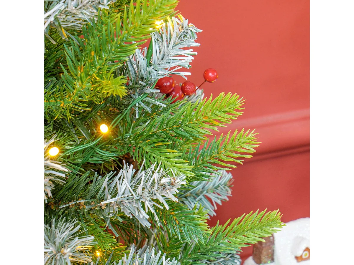 Árbol de Navidad Petit Homcom 43 ramas + 20 luces LED + decoraciones verde 60x43 cm