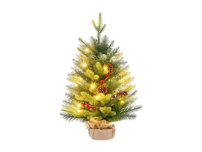 Árbol de Navidad Petit Homcom 43 ramas + 20 luces LED + decoraciones verde 60x43 cm