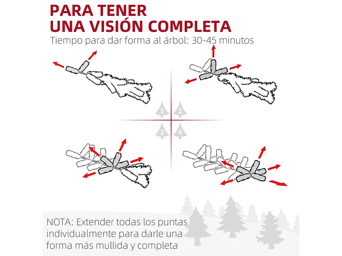 Árbol de Navidad Homcom 519 ramas con 220 LEDs 11 modos verde Ø68x225 cm