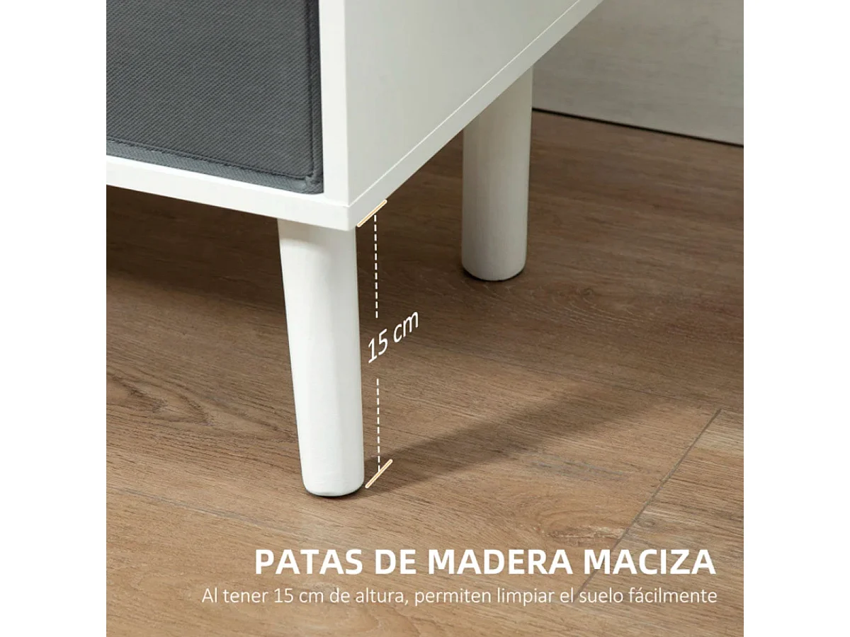 Mueble bajo de TV Homcom 2 estantes + 2 cajones de tela blanco/gris 46,5x110x29 cm