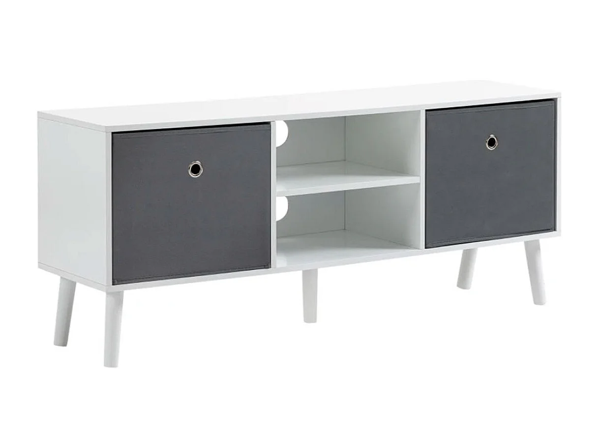 Mueble bajo de TV Homcom 2 estantes + 2 cajones de tela blanco/gris 46,5x110x29 cm