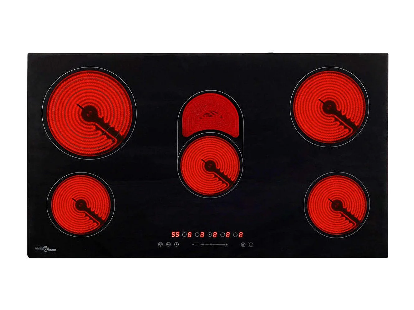 Placa vitrocerámica VidaXL 8500W 5 zonas negro 77 cm