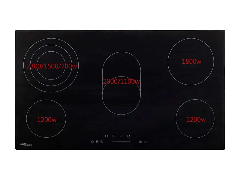 Placa vitrocerámica VidaXL 8500W 5 zonas negro 77 cm
