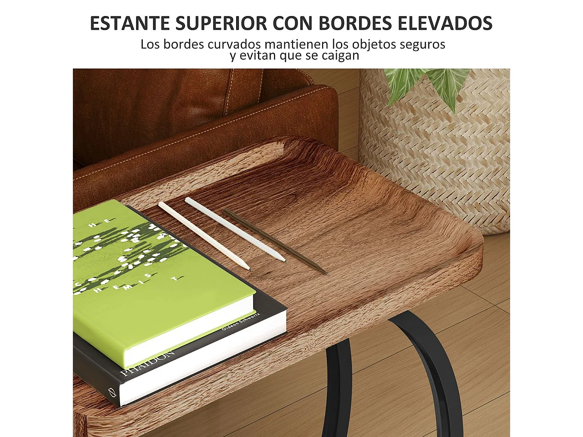 Mesa auxiliar Thalia Homcom con ruedas marrón/negro 60x52x34 cm