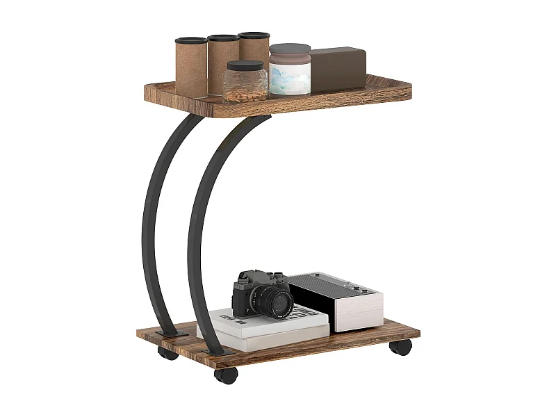 Mesa auxiliar Thalia Homcom con ruedas marrón/negro 60x52x34 cm