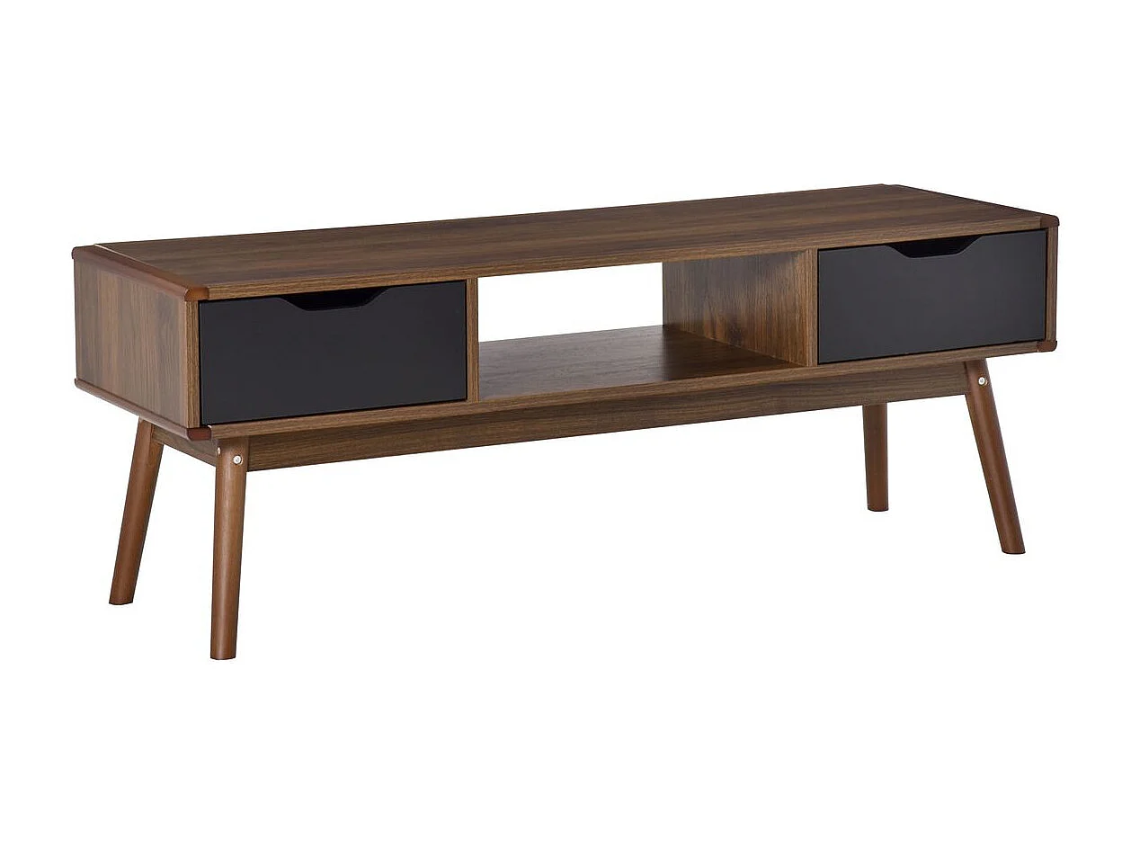 Mueble de TV Isseo Homcom 2 cajones + compartimentos abierto marrón/negro 46x122x39 cm