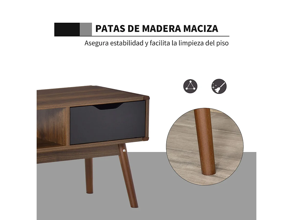 Mueble de TV Isseo Homcom 2 cajones + compartimentos abierto marrón/negro 46x122x39 cm