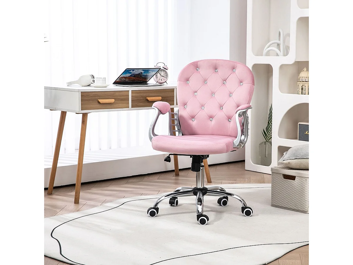 Silla de oficina Spring Vinsetto altura ajustable + respaldo inclinable rosa 93-103x59,5x60,5 cm
