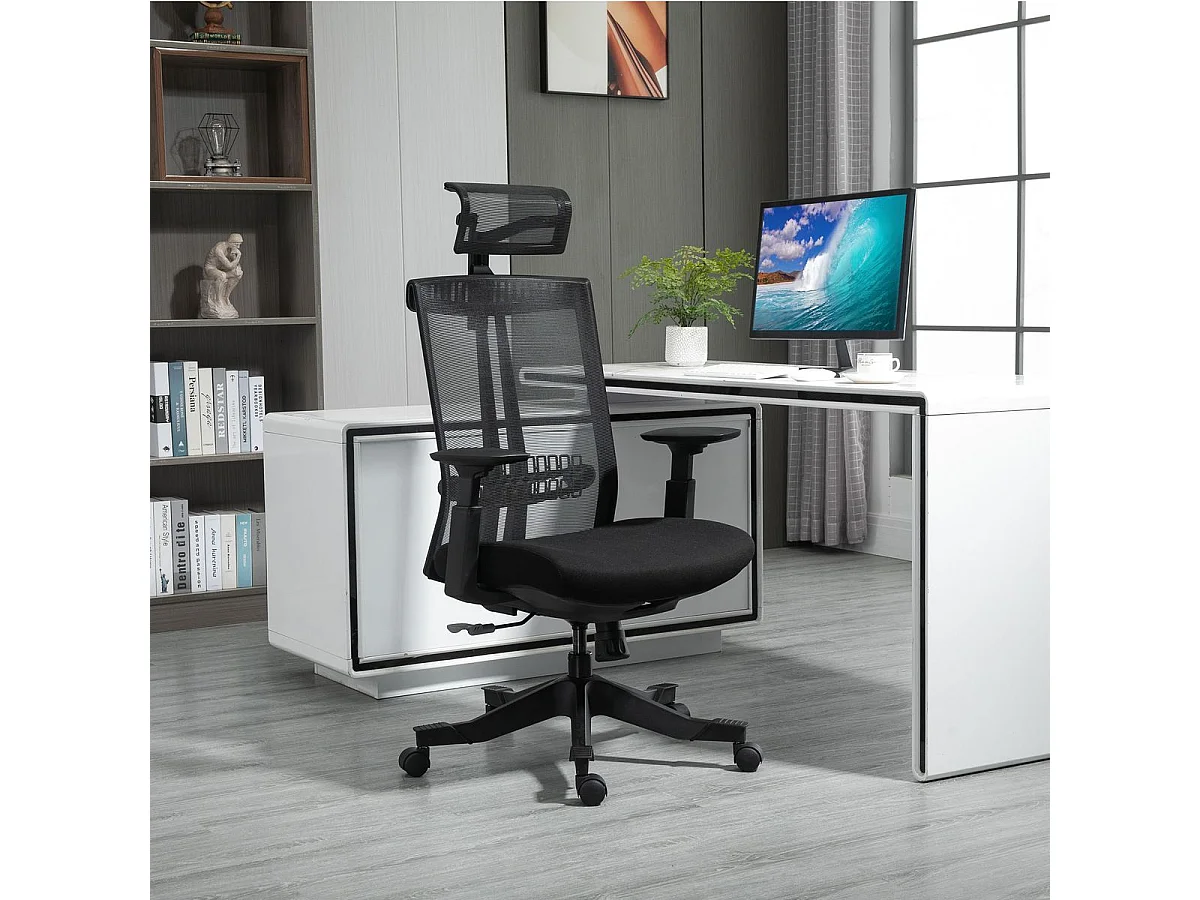 Silla de oficina Wisley Vinsetto altura ajustable negro 109-118x66,5x66 cm