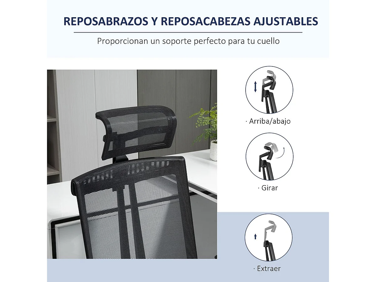 Silla de oficina Wisley Vinsetto altura ajustable negro 109-118x66,5x66 cm