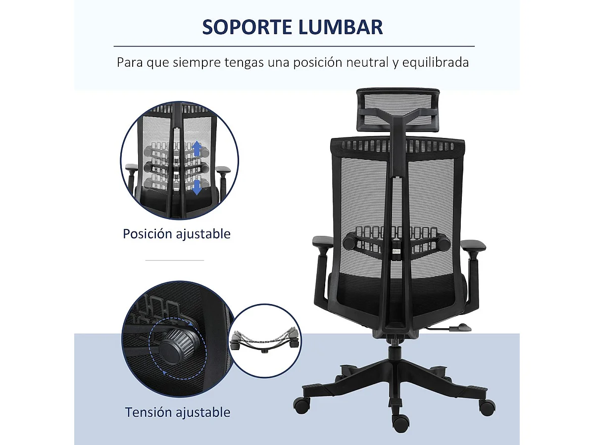 Silla de oficina Wisley Vinsetto altura ajustable negro 109-118x66,5x66 cm