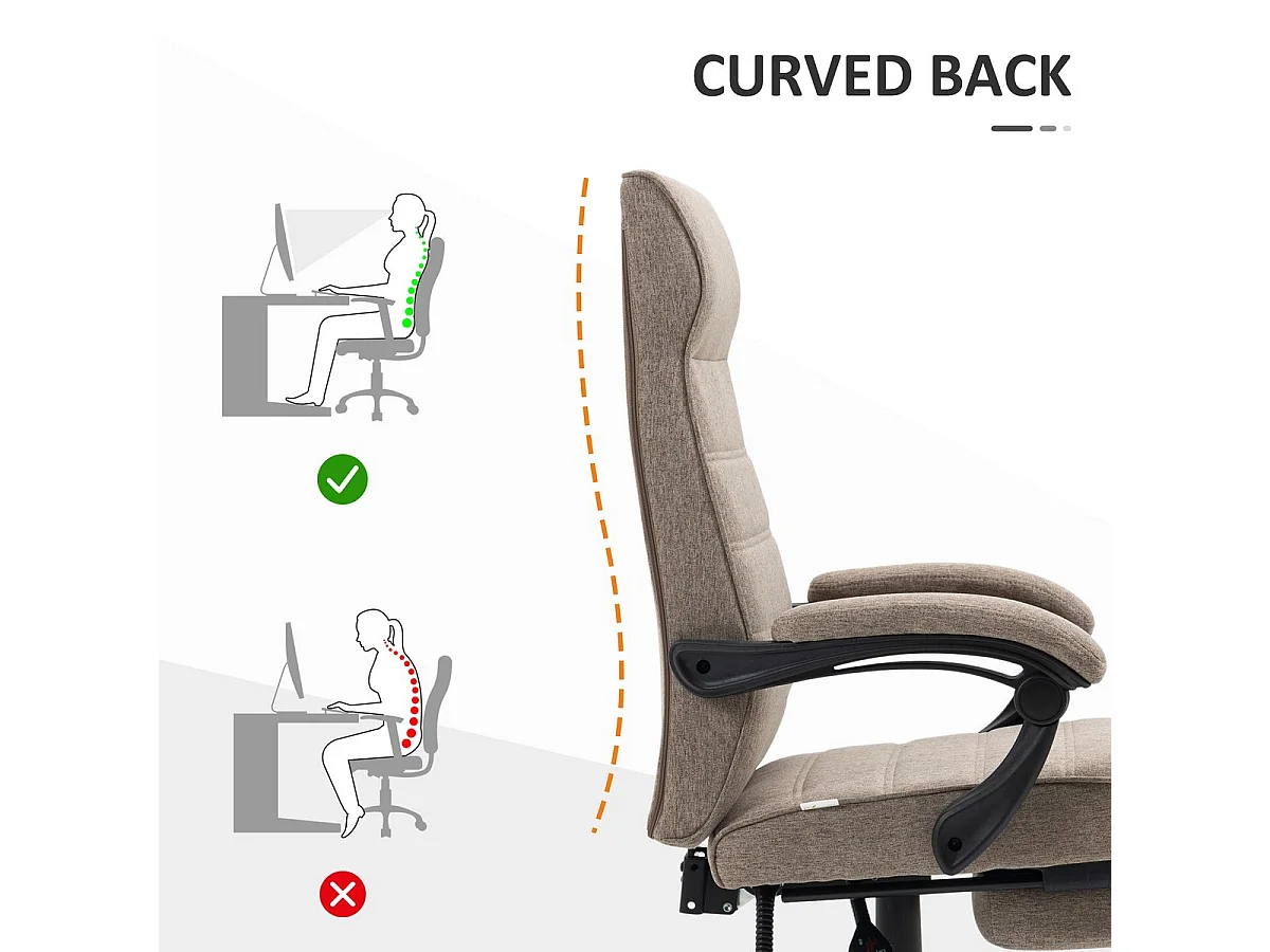 Silla de oficina Albahaca Vinsetto reclinable altura ajustable + reposapiés marrón 106-114x67x68 cm