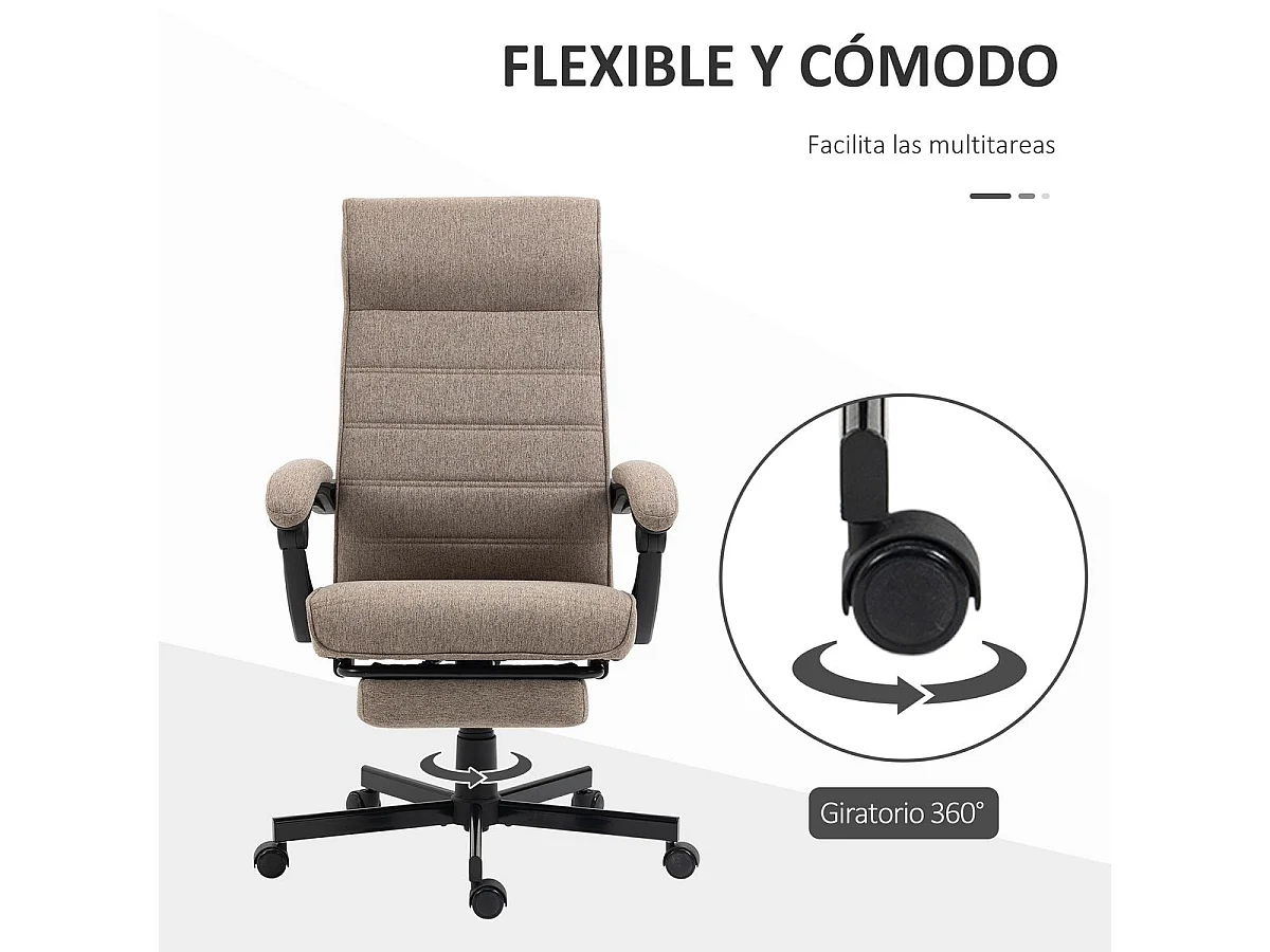 Silla de oficina Albahaca Vinsetto reclinable altura ajustable + reposapiés marrón 106-114x67x68 cm