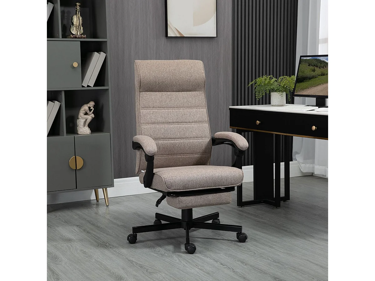 Silla de oficina Albahaca Vinsetto reclinable altura ajustable + reposapiés marrón 106-114x67x68 cm