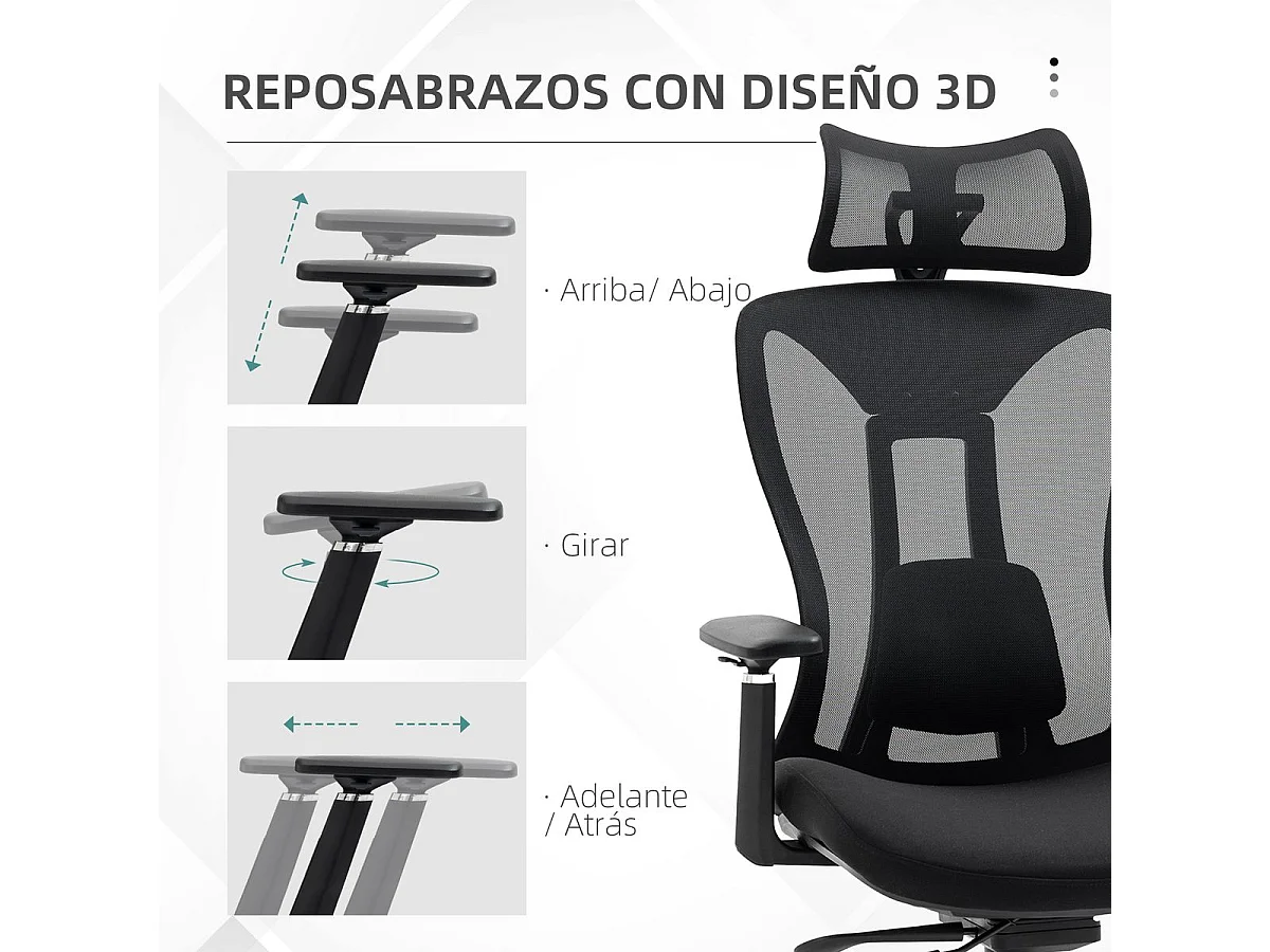 Silla de oficina Lemur Vinsetto con reposacabezas negro 120-128x70x66 cm