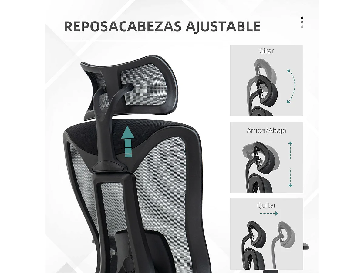 Silla de oficina Lemur Vinsetto con reposacabezas negro 120-128x70x66 cm