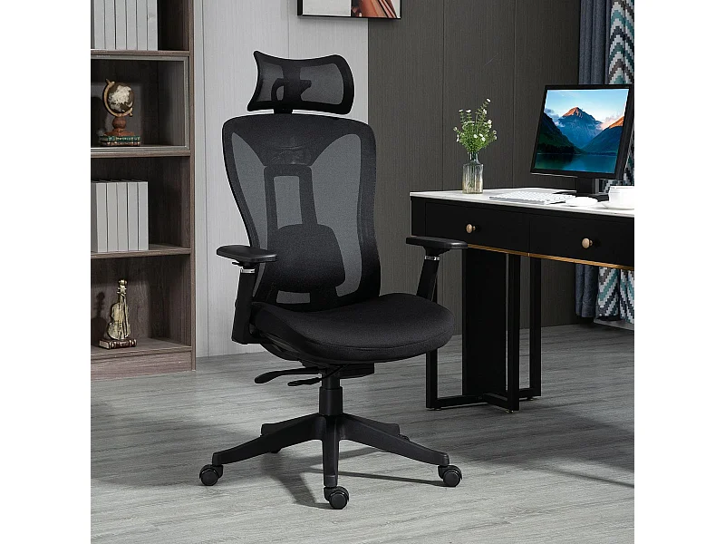 Silla de oficina Lemur Vinsetto con reposacabezas negro 120-128x70x66 cm