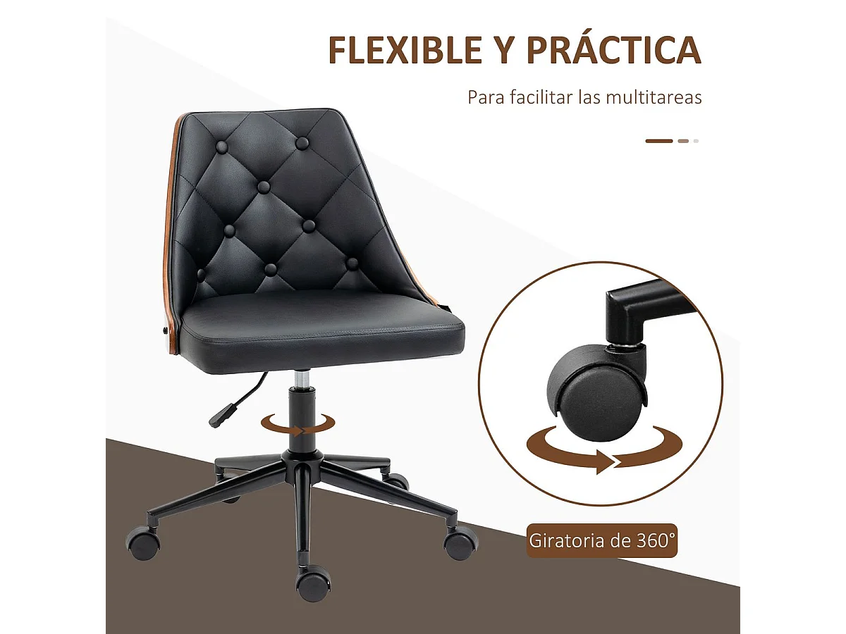 Silla de escritorio Tulipán Vinsetto basculante altura regulable negro/marrón 77-87x53x62 cm