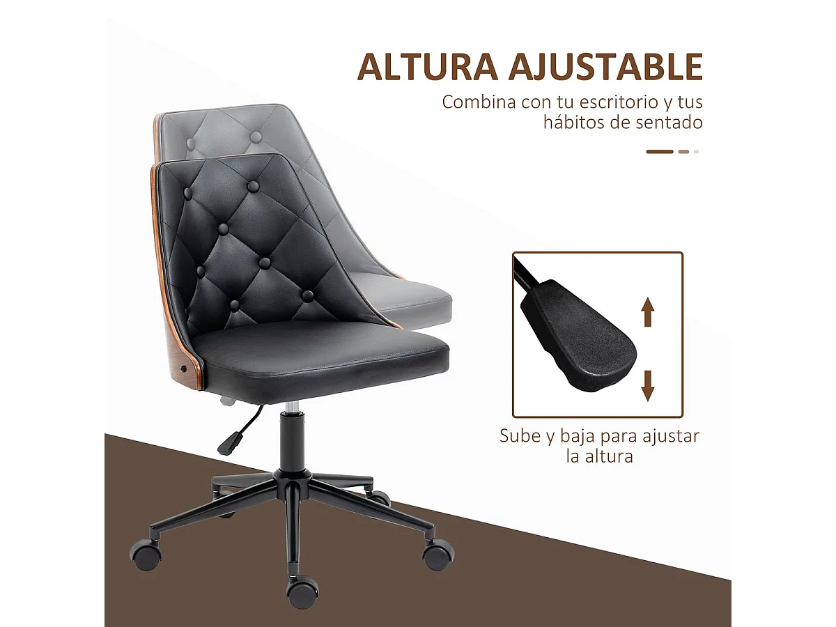 Silla de escritorio Tulipán Vinsetto basculante altura regulable negro/marrón 77-87x53x62 cm